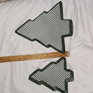 Vintage wire green Christmas tree baskets